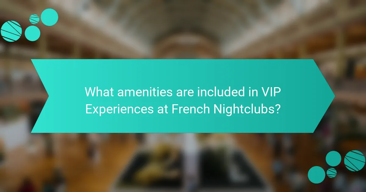 What amenities are included in VIP Experiences at French Nightclubs?