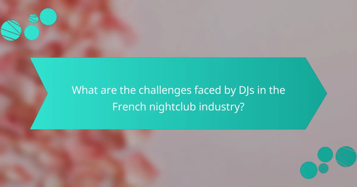 What are the challenges faced by DJs in the French nightclub industry?