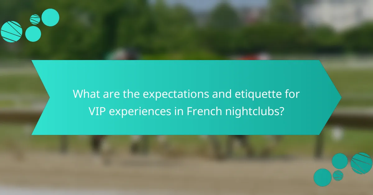 What are the expectations and etiquette for VIP experiences in French nightclubs?